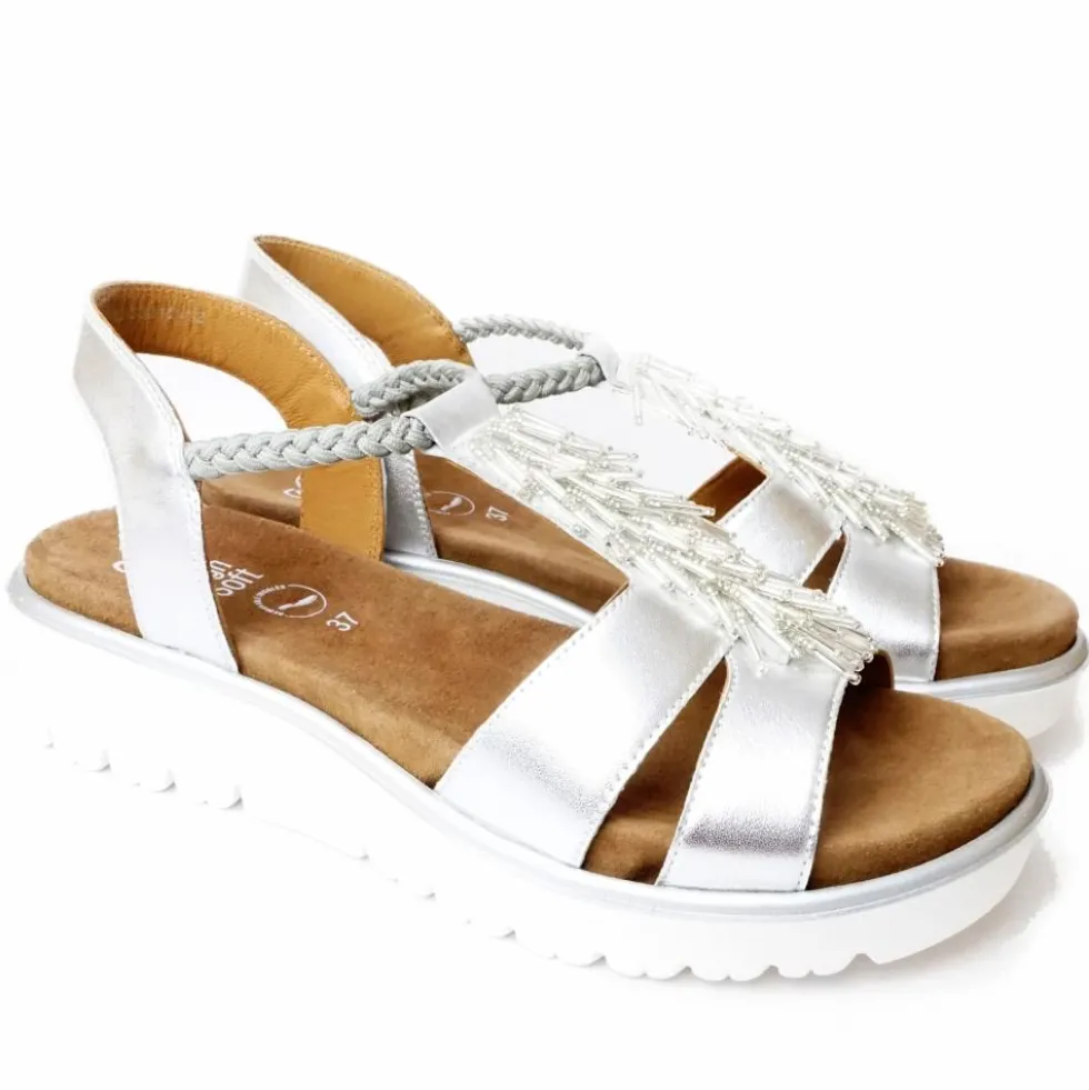 ARA SANDALO ELASTICIZZATO IN PELLE ARGENTO