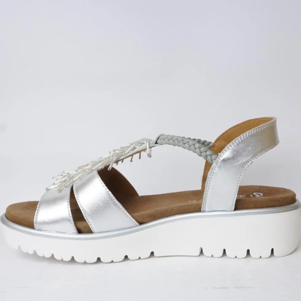 ARA SANDALO ELASTICIZZATO IN PELLE ARGENTO