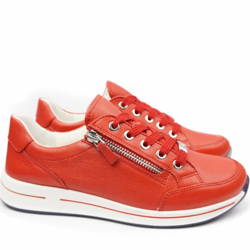 ARA TENNIS IN PELLAME DI CERVO ULTRAMORBIDO ROSSO