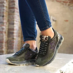 CETTI SHOES SCARPETTA TENNIS DECORAZIONE ANIMALIER STELLA
