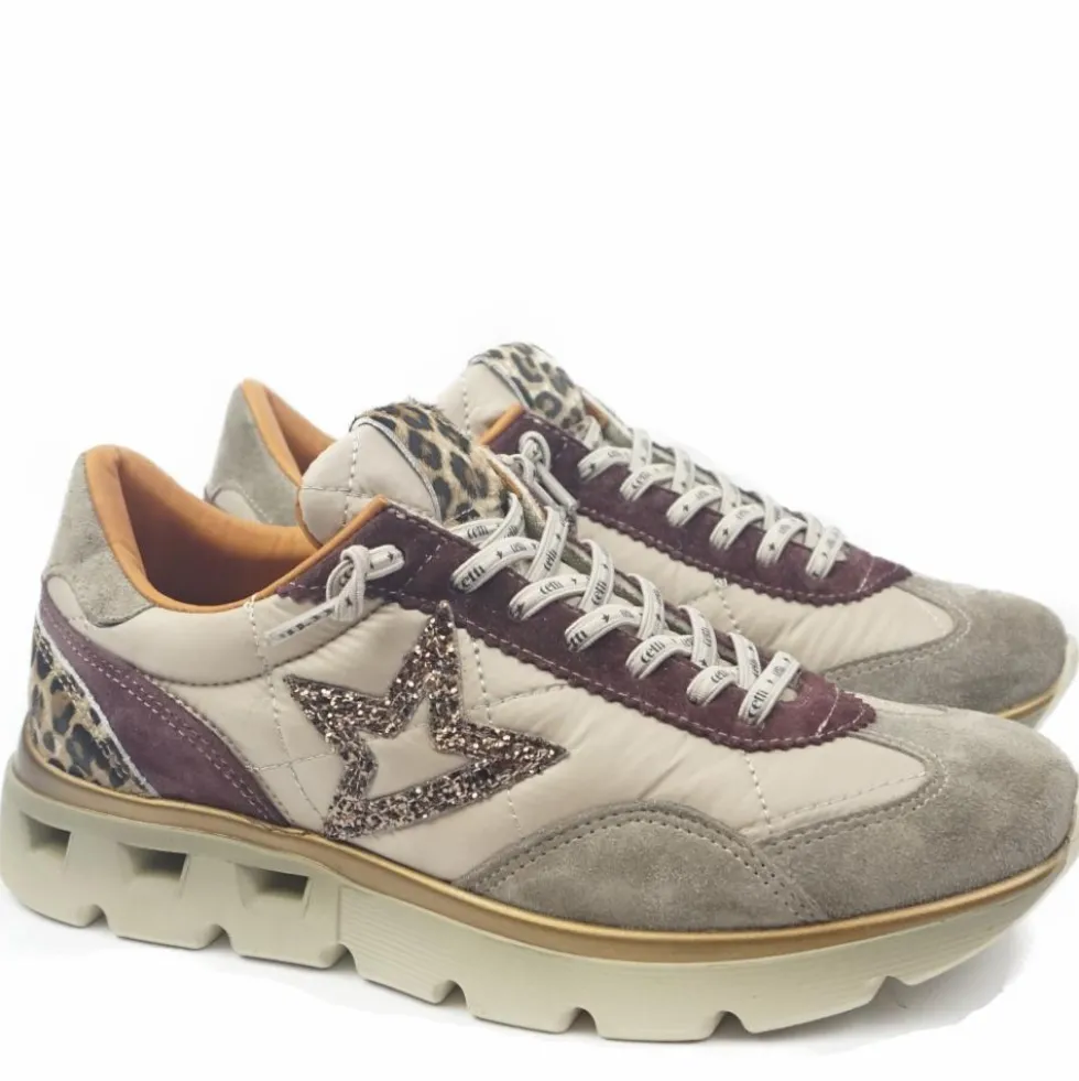 CETTI SHOES SCARPETTA TENNIS DECORAZIONE ANIMALIER STELLA