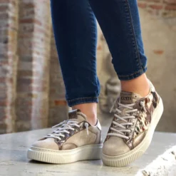CETTI SHOES SCARPETTA TENNIS DECORAZIONE CAVALLINO + CAMOSCIO