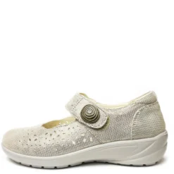 COMFORT SCARPETTA MARY JANE IN PELLE CON STRAPPO PLANTARE ESTRAIBILE BEIGE