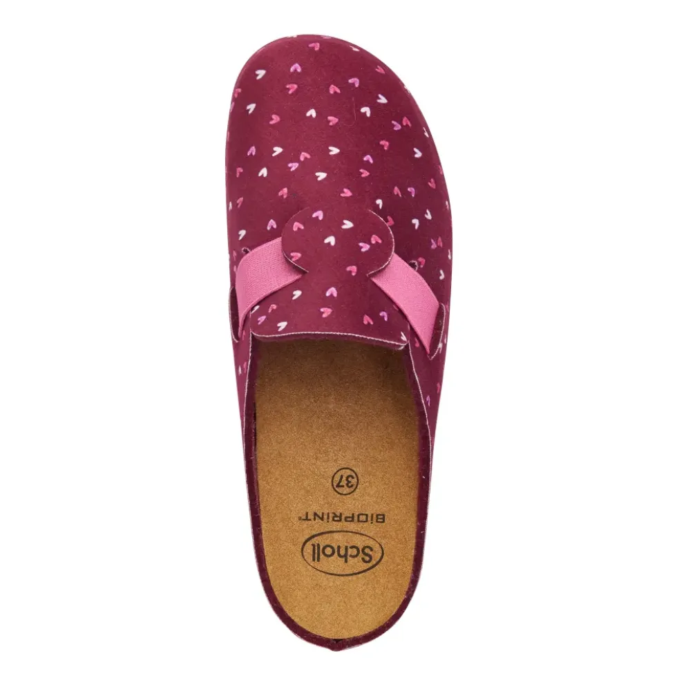 DR SCHOLL LARETH PANTOFOLA DONNA IN MICROFIBRA CON ELASTICO E CUORI BORDEAUX