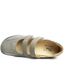 DUNA SCARPA IN PELLE DOPPIO STRAP PLANTARE ESTRAIBILE GRIGIO