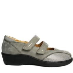DUNA SCARPA IN PELLE DOPPIO STRAP PLANTARE ESTRAIBILE GRIGIO