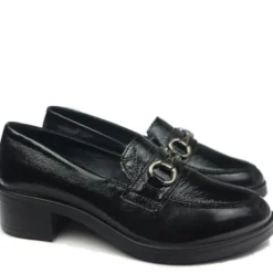 ENVAL MOCASSINO CON TACCHETTO NERO LUCIDO MODELLO JOEL
