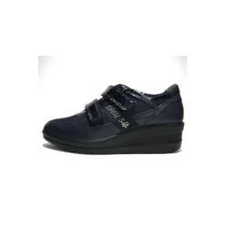 ENVAL SOFT SCARPE COMODE DONNA PELLE BLU NAVY CON STRAPS PELLE LUCIDA