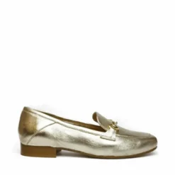 ETIENNE MOCASSINO DONNA VERO CUOIO PELLE LAMINATO PLATINO