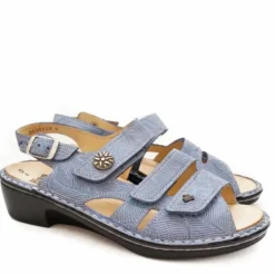 FINN COMFORT AVERSA STORM SANDALO IN PELLE PLANTARE ESTRAIBILE CIELO