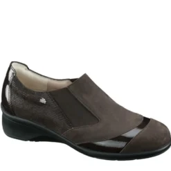 FINN COMFORT EDINA SCARPE PELLE CON ELASTICO MARRONE EBANO