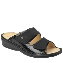 FINN COMFORT JAMAIKA CIABATTE DONNA PELLE PLANTARE ESTRAIBILE BLU SCURO - NERO - ROSSO