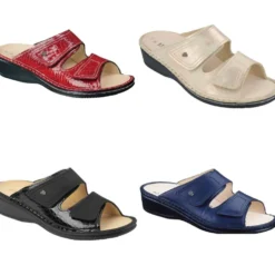 FINN COMFORT JAMAIKA CIABATTE DONNA PELLE PLANTARE ESTRAIBILE BLU SCURO - NERO - ROSSO