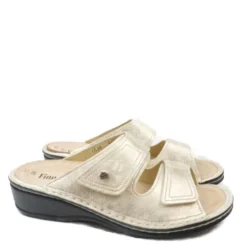 FINN COMFORT JAMAIKA CIABATTE DONNA DOPPIO STRAP PELLE PLANTARE ESTRAIBILE-ORO