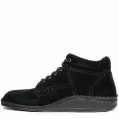 FINN COMFORT LINZ SCHWARZ VELOUR SCARPONCINI PELLE SCAMOSCIATA CON LACCI NERO SCARPE UOMO