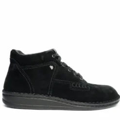 FINN COMFORT LINZ SCHWARZ VELOUR SCARPONCINI PELLE SCAMOSCIATA CON LACCI NERO SCARPE UOMO