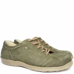 FINN COMFORT OLBIA SCARPA IN PELLE TRASPIRANTE VERDE GIUNGLA