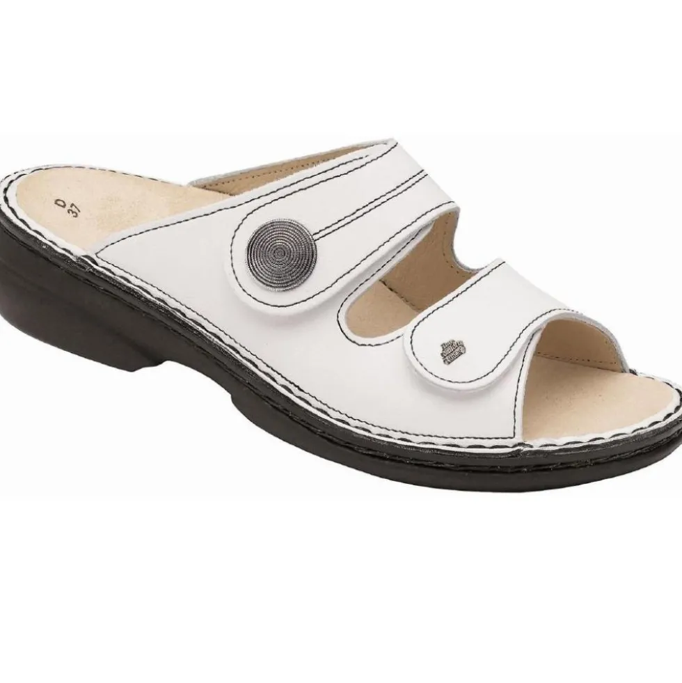 FINN COMFORT SANSIBAR CIABATTE DONNA DOPPIO STRAP PELLE PLANTARE ESTRAIBILE ANTRACITE-BLU