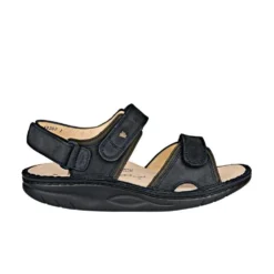 FINN COMFORT YUMA SCHWARZ/OLIVE SANDALI UOMO DONNA PELLE PLANTARE ESTRAIBILE NERO VERDE SUOLA ARRONTONDATA