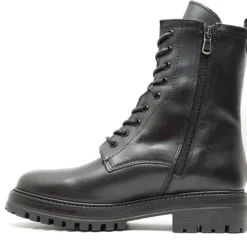 FRANCESCO BRUNELLI STIVALETTO DONNA TACCO BASSO IN PELLE CON ZIP CON LACCI