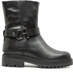 FRANCESCO BRUNELLI STIVALETTO DONNA TACCO BASSO IN PELLE CON ZIP LATERALE