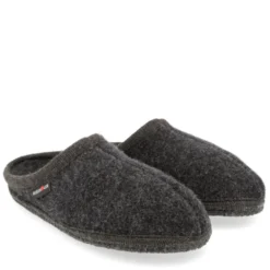HAFLINGER ALASKA PANTOFOLA UOMO IN LANA COTTA GRAFITE