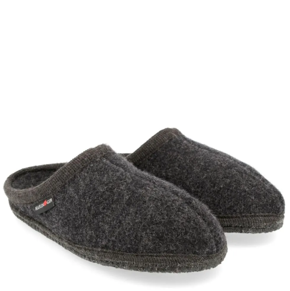 HAFLINGER ALASKA PANTOFOLA UOMO IN LANA COTTA GRAFITE