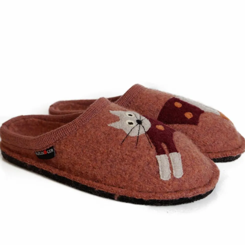 HAFLINGER CIABATTA IN FELTRO DI LANA GATTO/CUCHO COLOR RAME