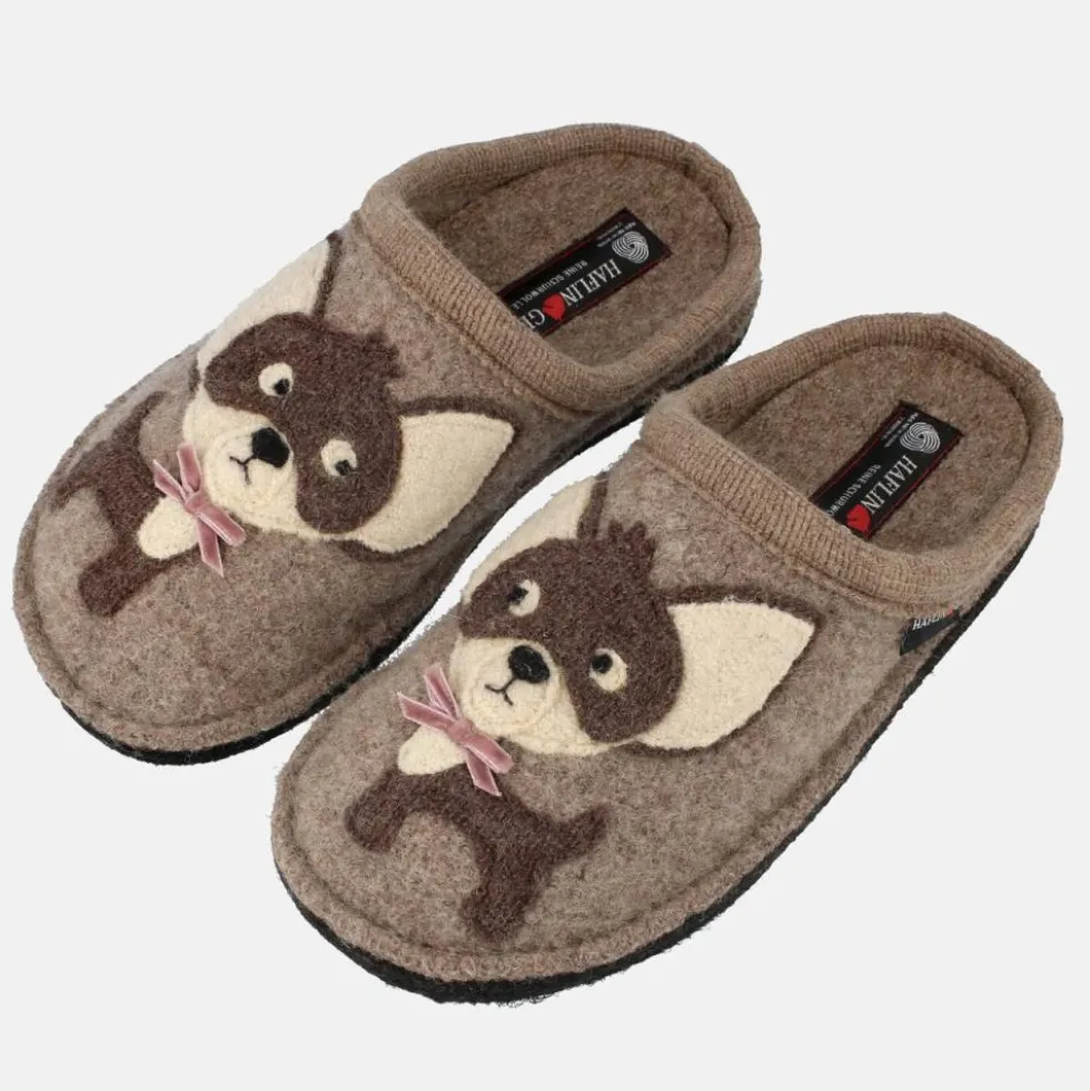 HAFLINGER CIABATTA IN FELTRO DI LANA CANE/CHIHUAHUA BEIGE