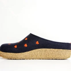 HAFLINGER CIABATTA IN FELTRO DI LANA CUORICINI BLU