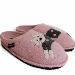 HAFLINGER CIABATTA IN FELTRO DI LANA GATTO/CUCHO ROSA