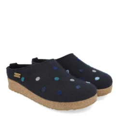 HAFLINGER CORIANDOLI MITTELBLAU PANTOFOLE DONNA BLU POIS