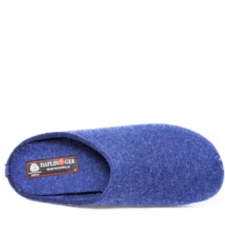 HAFLINGER EVEREST FUNDUS PANTOFOLA UNISEX IN LANA COTTA BLU PLANTARE ESTRAIBILE