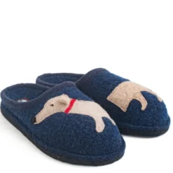 HAFLINGER FLAIR DACKEL PANTOFOLE IN FELTRO DI LANA CANE KAPITAN