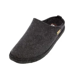 HAFLINGER FLAIR SOFT PANTOFOLE IN FELTRO DI LANA GRIGIO GRAFITE