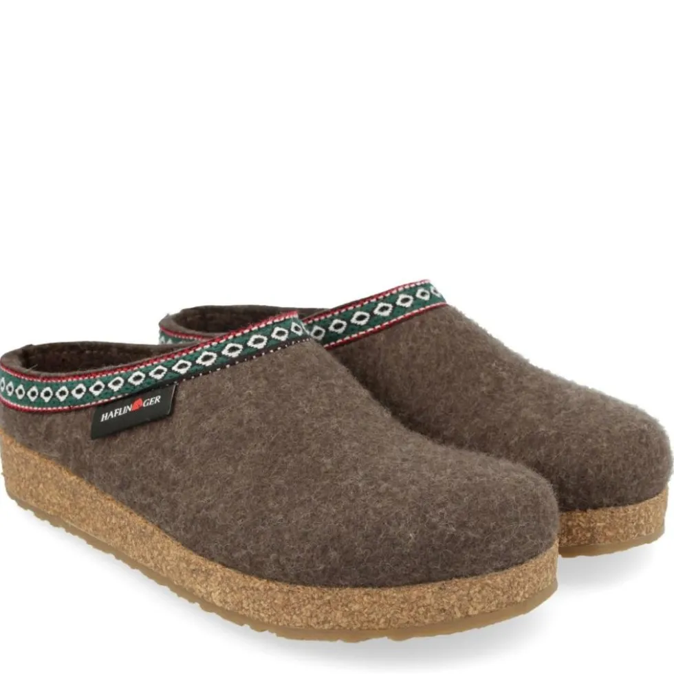 HAFLINGER FRANZL CIABATTA IN FELTRO DI LANA MARRONE