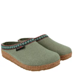 HAFLINGER FRANZL CIABATTA IN FELTRO DI LANA VERDE KIWI
