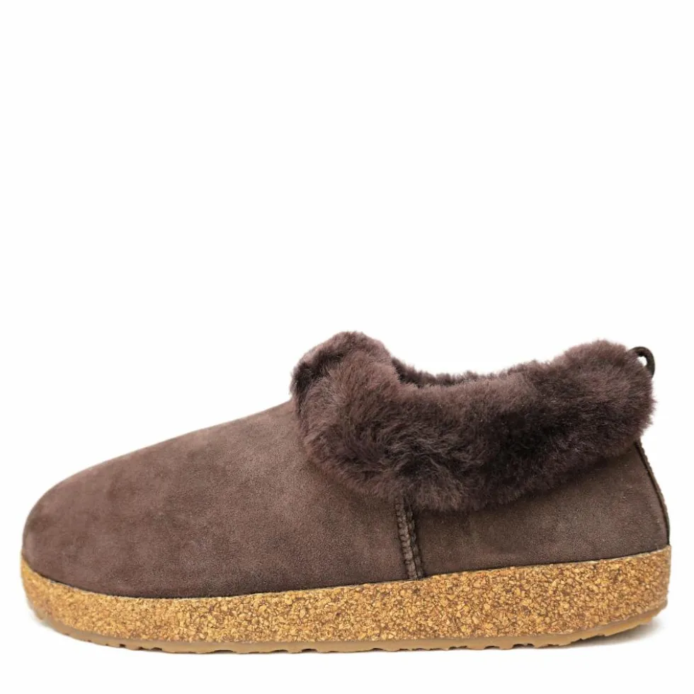 HAFLINGER ICELAND PANTOFOLE IN PELLE DI MONTONE CAFFE