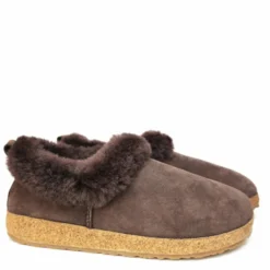 HAFLINGER ICELAND PANTOFOLE IN PELLE DI MONTONE CAFFE