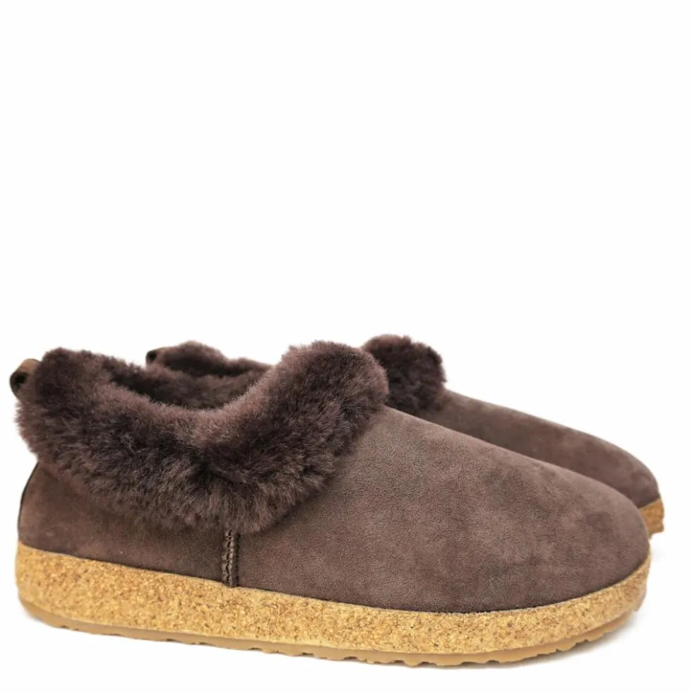 HAFLINGER ICELAND PANTOFOLE IN PELLE DI MONTONE CAFFE