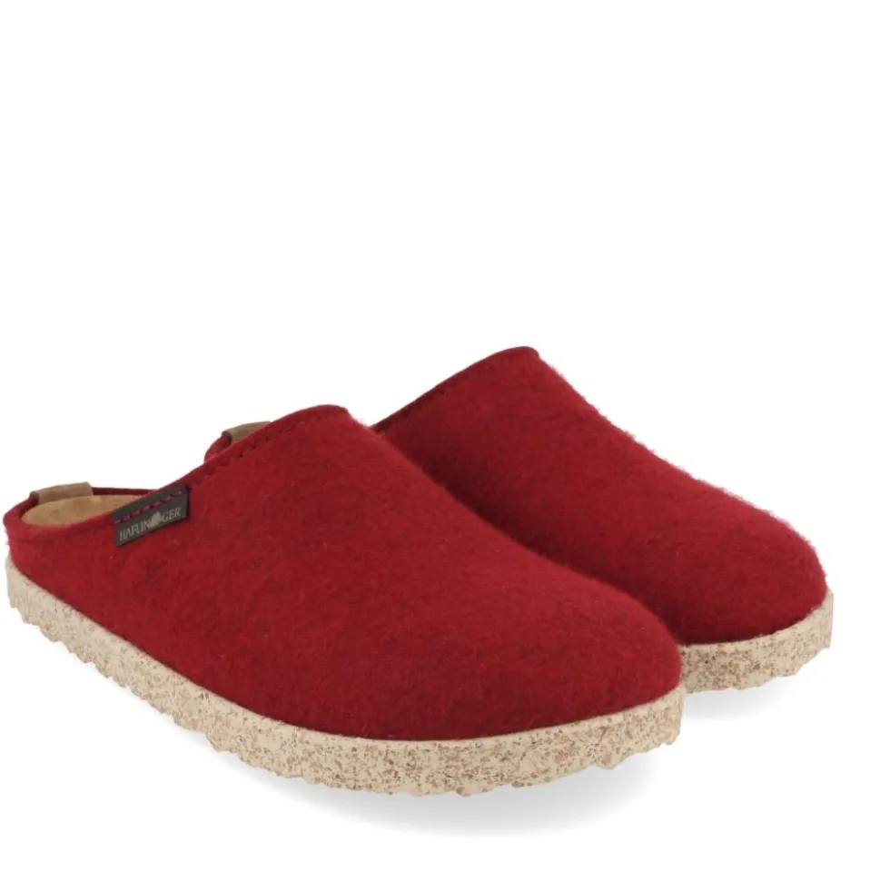 HAFLINGER MANHATTAN RUBIN CIABATTE PANTOFOLE IN PURA LANA ROSSA