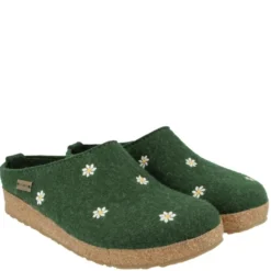 HAFLINGER MARGHERITE EIBE CIABATTA CALZA IN PURA LANA CON FIORELLINI