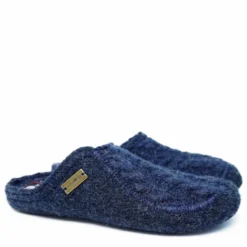 HAFLINGER MISTRAL KUSCHEL PANTOFOLA IN LANA BLU