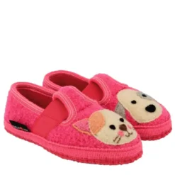 HAFLINGER PETS BONBON PANTOFOLE BAMBINO IN LANA COTTA ROSA
