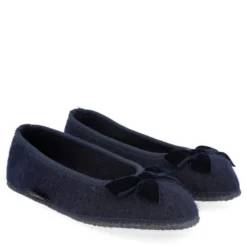 HAFLINGER SLIPPER FIOCCO CIABATTA IN LANA COTTA BLU