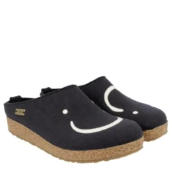 HAFLINGER SMILE MITTELBLAU CIABATTE IN PANTOFOLE LANA BLU SORRISO