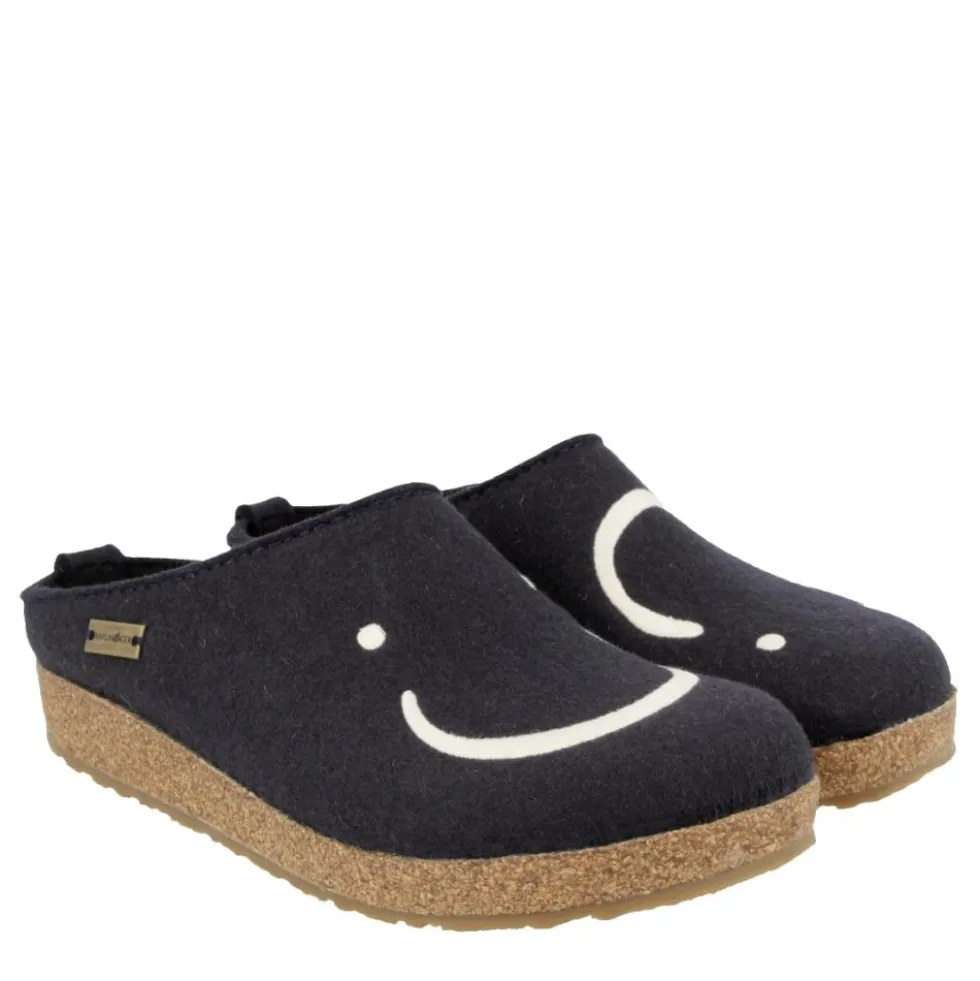 HAFLINGER SMILE MITTELBLAU CIABATTE IN PANTOFOLE LANA BLU SORRISO