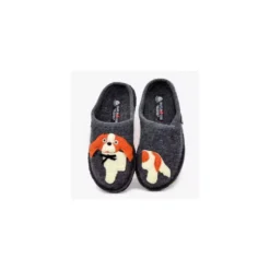 HAFLINGER SPANIEL ANTHRAZIT PANTOFOLE DONNA FELTRO DI LANA CANE GRIGIO ANTRACITE