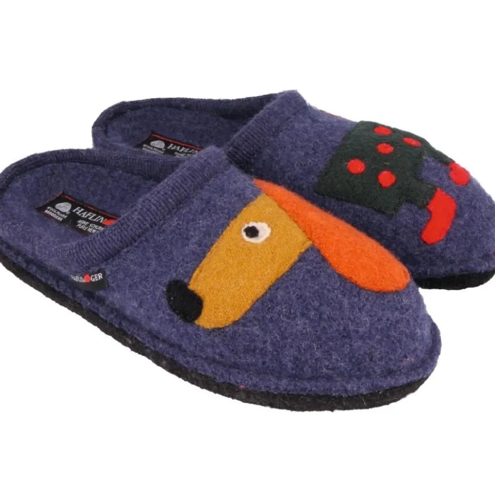 HAFLINGER THEO/CANE CIABATTA IN FELTRO DI LANA UOMO/DONNA JEANS