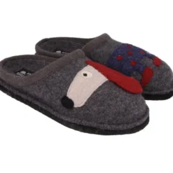 HAFLINGER THEO/CANE CIABATTA IN FELTRO DI LANA UOMO/DONNA ANTRACITE